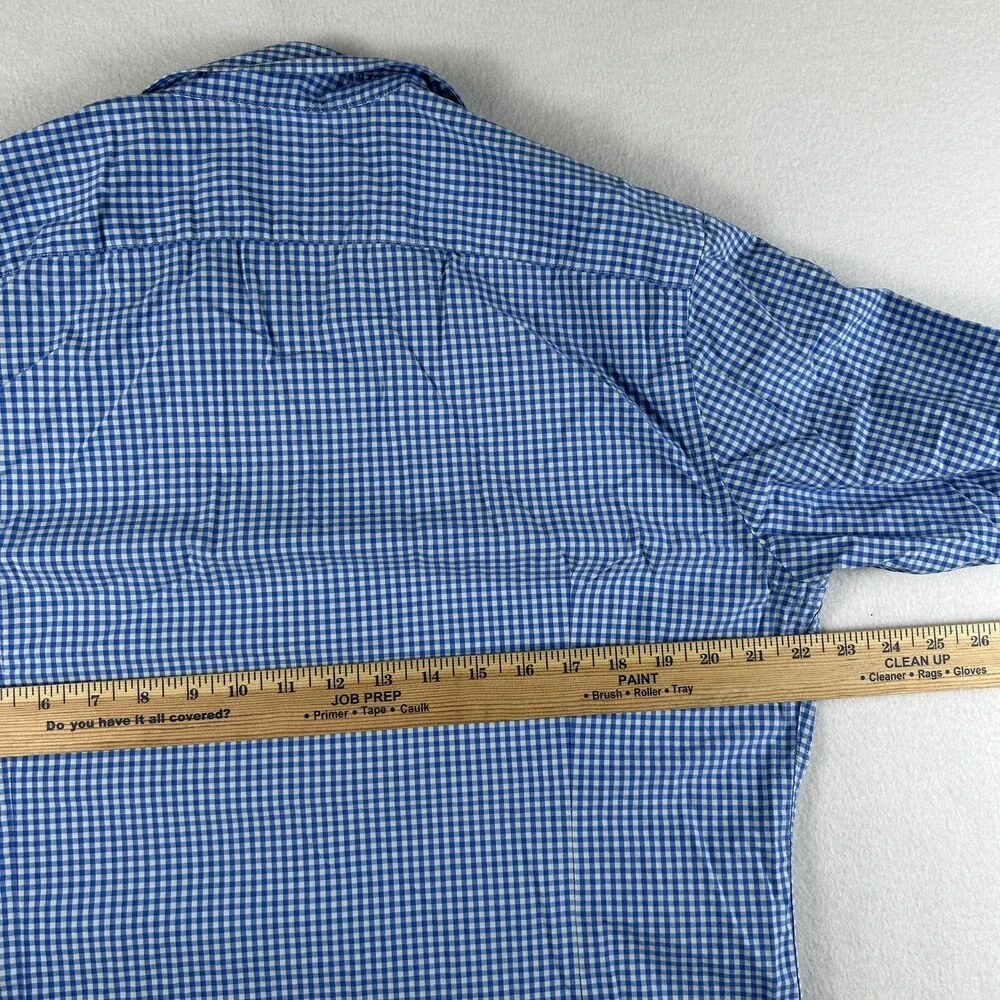 Banana Republic Shirt Mens Large Blue Check Long Sleeve Button Up Slim Fit